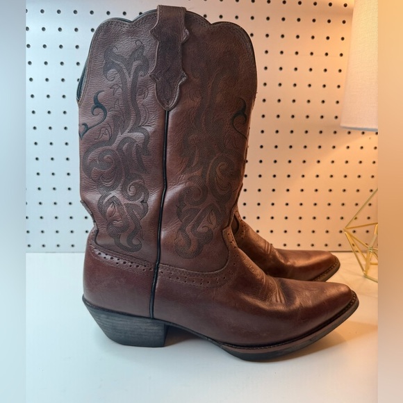Justin Boots Dark Brown Mustang Cowhide Leather Style L2559 Women's Size 10C - Picture 3 of 17